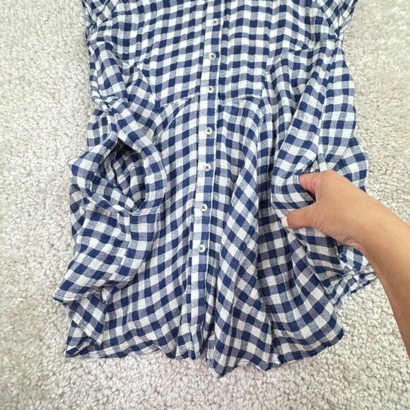 Free People New Spring Love Gingham Blue Plaid Tunic Top - Picture 8 of 11